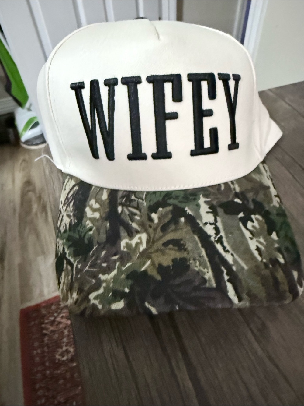 Wifey White and Camouflage Trucker Hat